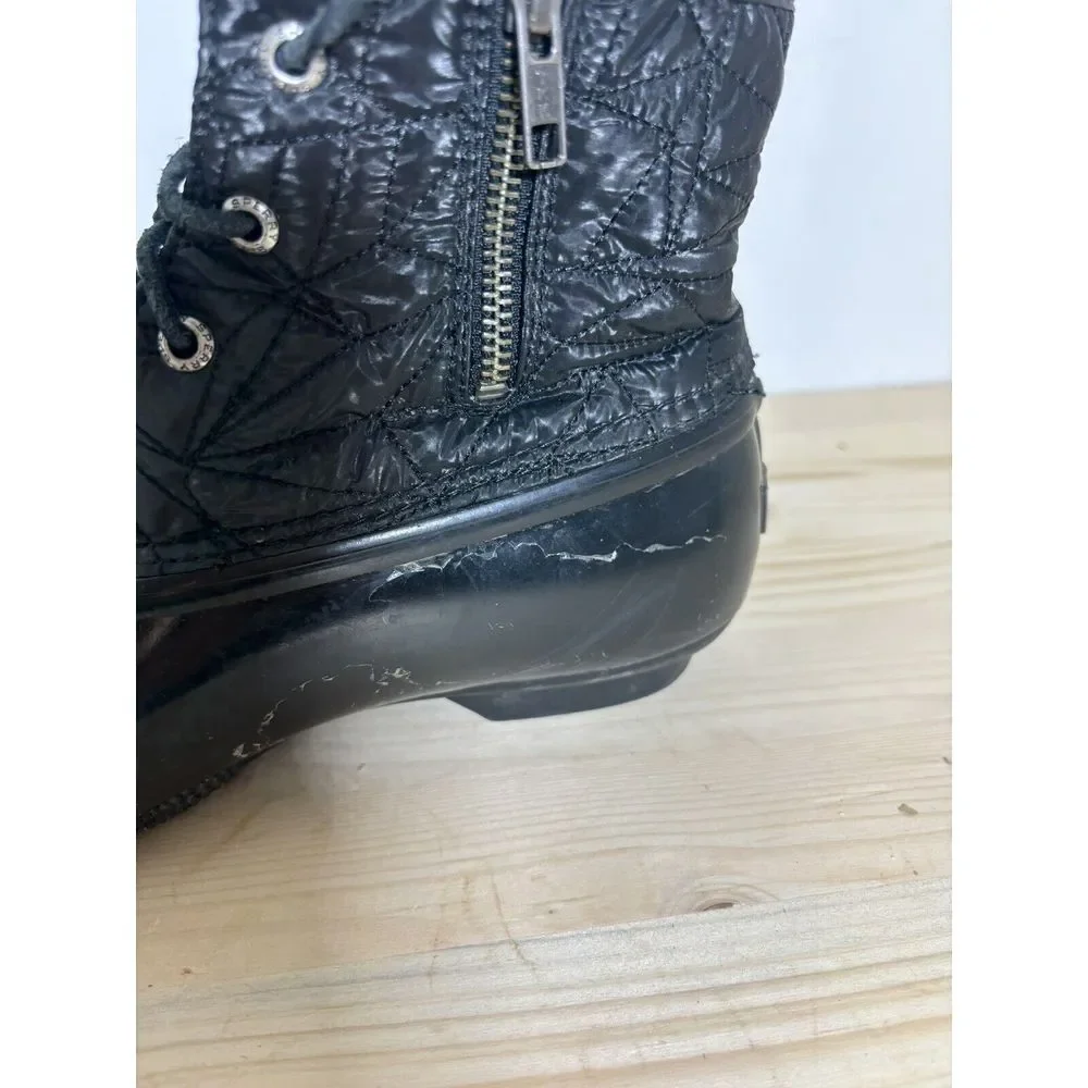 Sperry Saltwater Quilted‎ Duck Boot Women's Size 9 Black U11